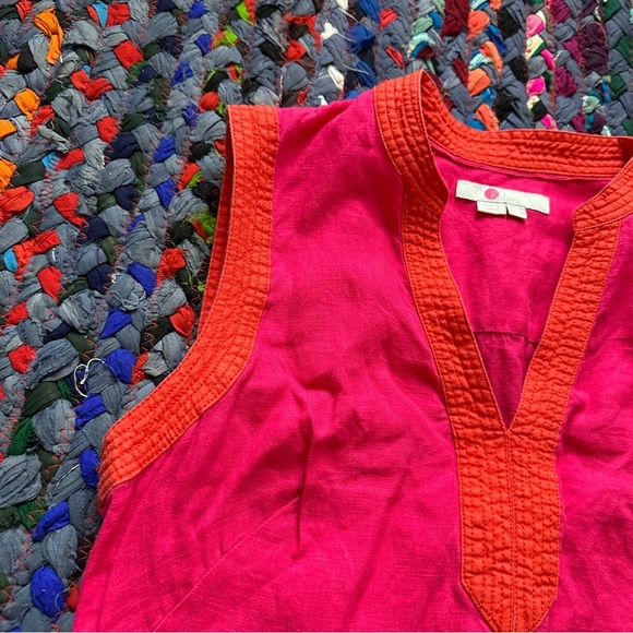 Boden Hot Pink Linen Notch Neck Sleeveless Shift Dress Women’s Size 6 Summer - Picture 5 of 16